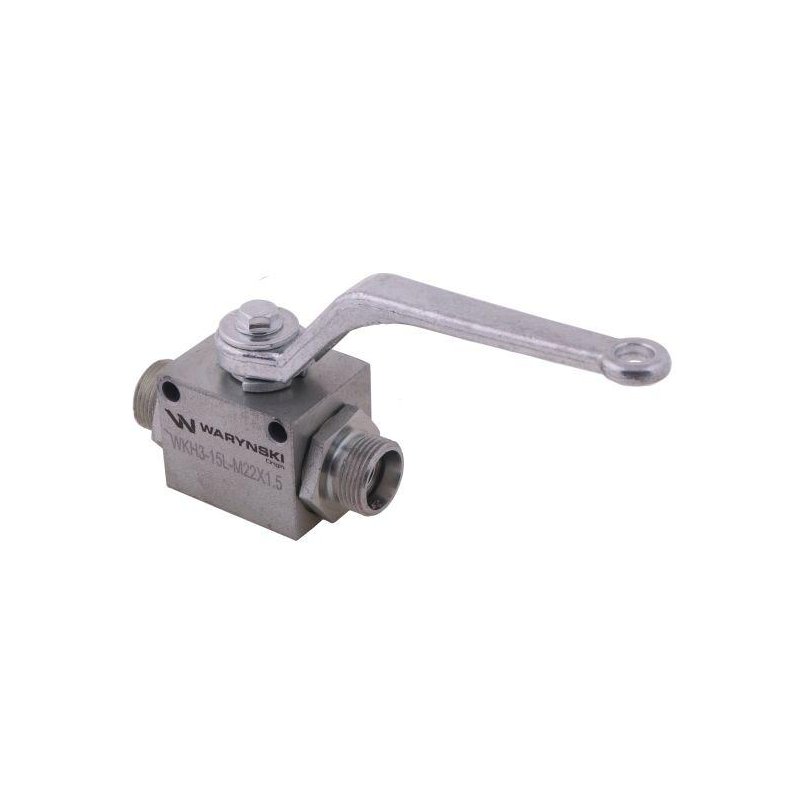 Zawór kulowy hydrauliczny 3-drogowy 3/2 M22x1.5 15L z otworami mocującymi 500 bar Waryński