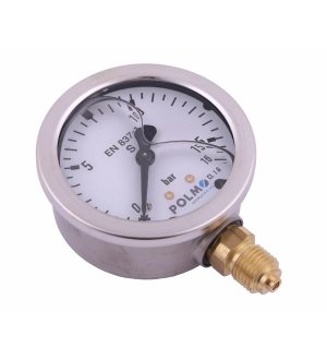 Manometr glicerynowy M63 0-16 bar dolne przyłącze G1/4" POLMO