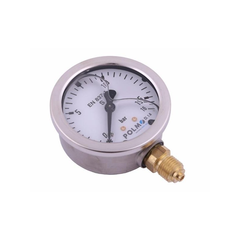 Manometr glicerynowy M63 0-16 bar dolne przyłącze G1/4" POLMO