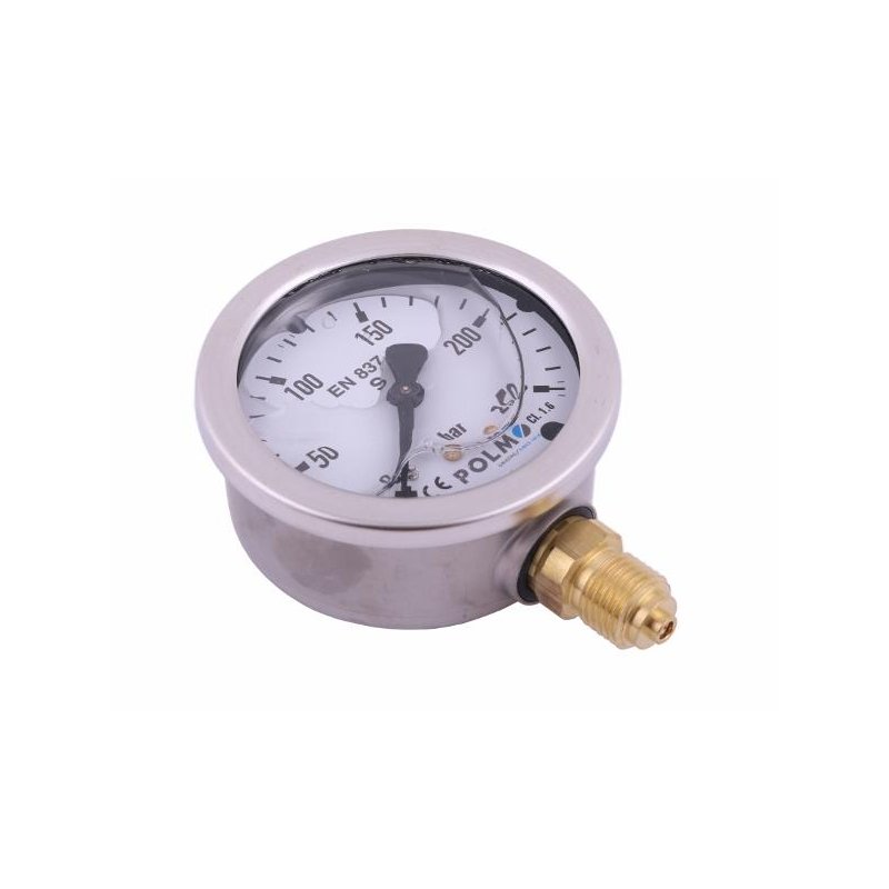 Manometr glicerynowy M63 0-250 bar dolne przyłącze G1/4" POLMO