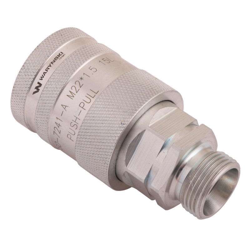 Szybkozłącze hydrauliczne gniazdo z eliminatorem ciśnienia M22x1.5 gwint zew. EURO PUSH-PULL (9100822G) (ISO 7241-A) Waryński