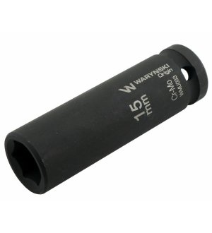 Nasadka udarowa sześciokątna długa 1/2". 15 mm. CrMo. DIN 3129. Waryński