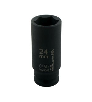 Nasadka udarowa sześciokątna długa 1/2". 24 mm. CrMo. DIN 3129. Waryński