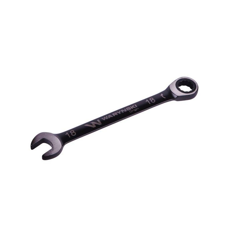Klucz płasko-oczkowy 18 mm z grzechotką 72 zęby standard ASME B107-2010 Waryński