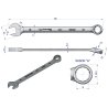 Klucz płaskooczkowy extra długi 19mm dł 281mm standard ASME B107.9M  Waryński