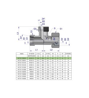 Trójnik hydrauliczny niesymetryczny metryczny BBA M12x1.5 06L (XEVL) Waryński ( sprzedawane po 2 )