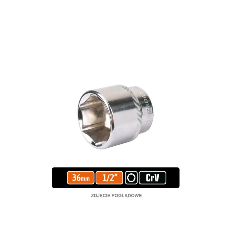 Klucz nasadowy 1/2" sześciokątny 36 mm, CR-V, Teger