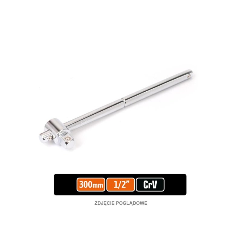 Pokrętło do nasadek przesuwne TYP T 1/2", 300 mm, CR-V, Teger