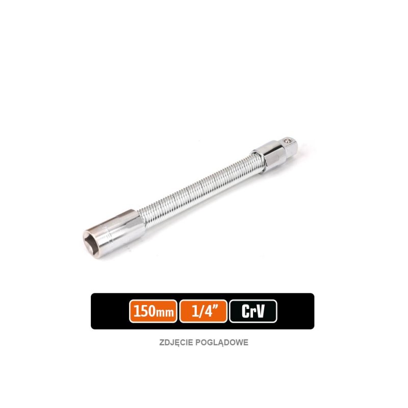 Przedłużka do nasadek 1/4" giętka 150 mm, CR-V, Teger