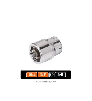 Klucz nasadowy 1/4" sześciokątny 10 mm, CR-V, Teger