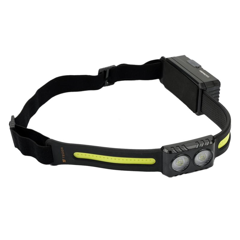 Latarka czołówka,  paskowa SOFT LED COB z aktywacją gestem i podwójnym spotem 500lm 2000mAh USB, Teger