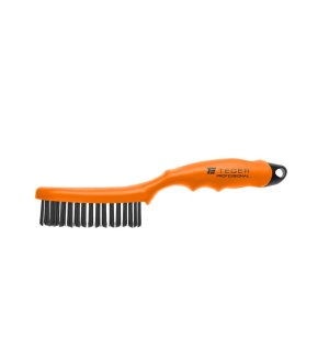 Szczotka druciana do rdzy PROFESSIONAL , drut stalowy czarny / 4 rzędowa, z plastikową rączką, Teger