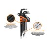 Zestaw kluczy imbusowych, TORX T10-T50 - DŁUGIE 9szt, Teger