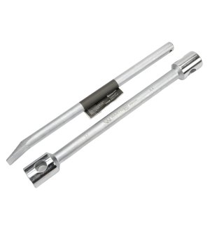 Klucz do kół , 395 mm długości rozmiar 24x27 mm z łyżką, do prac montażowych i demontażowych w mechanice , Waryński
