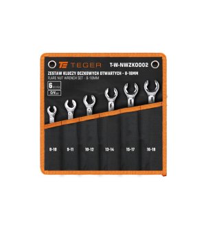 ZESTAW KLUCZY OCZKOWYCH OTWARTYCH TEGER T-W-NWZKOO02 8-18 MM 6 SZT