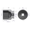 Nasadka udarowa, sześciokątna 1" bardzo długa 80mm CrMo d.125mm, Waryński