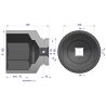 Nasadka udarowa, Sześciokątna 1" bardzo długa 100mm CrMo d.135mm, Waryński