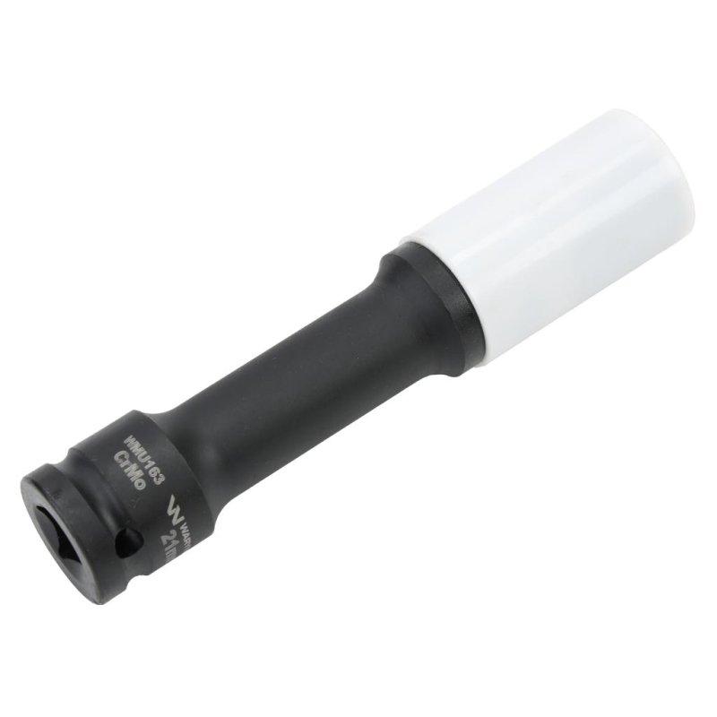 Nasadka udarowa, 1/2 ze stali CrMo 21mm długa 150mm z osłoną z tworzywa do felg aluminiowych