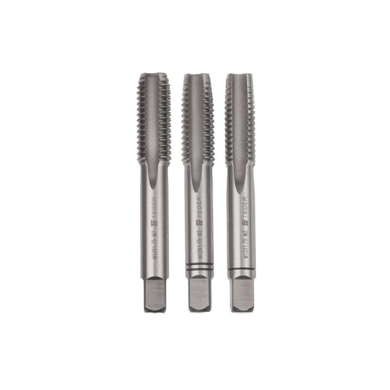 Komplet gwintowników ręcznych PROFESSIONAL, M12x1,75 ((3 szt), (zdzierający, pośredni, wykańczający), stal M2, Teger