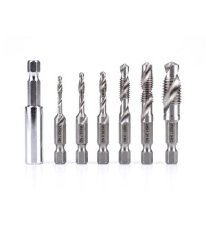 Zestaw wierteł gwintujących PROFESSIONAL, HEX M3-M10 (7 el.), stal M2, z adapterem, Teger
