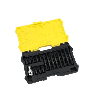 Zestaw bitów, 75mm torx ze stali S2 pokrycie antykorozyjne z adapterem 1/2" 17 el., Waryński
