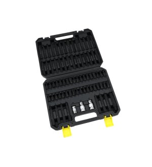 Zestaw bitów, 75mm torx hex spline ribe ze stali S2 pokrycie antykorozyjne z adapterami 75 el., Waryński
