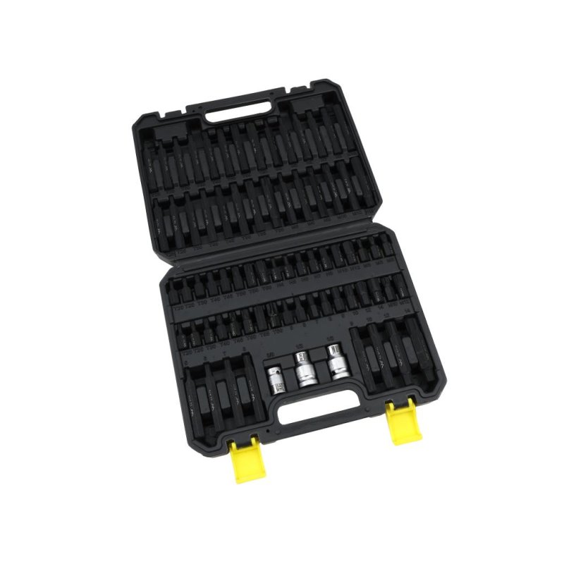 Zestaw bitów, 75mm torx hex spline ribe ze stali S2 pokrycie antykorozyjne z adapterami 75 el., Waryński