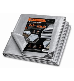 PLANDEKA MOCNA SREBRNA GRAMATURA TEGER 110G/M2 110GM2 3X5M T-PL3X5-MS