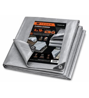 PLANDEKA MOCNA SREBRNA GRAMATURA TEGER 110G/M2 110GM2 6X10M T-PL6X10-MS