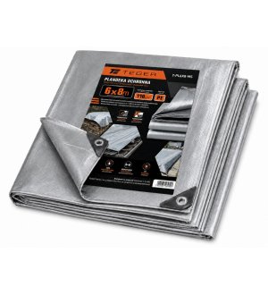 PLANDEKA MOCNA SREBRNA GRAMATURA TEGER 110G/M2 110GM2 6X8M T-PL6X8-MS
