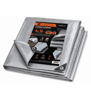 PLANDEKA MOCNA SREBRNA GRAMATURA TEGER 110G/M2 110GM2 8X12M T-PL8X12-MS