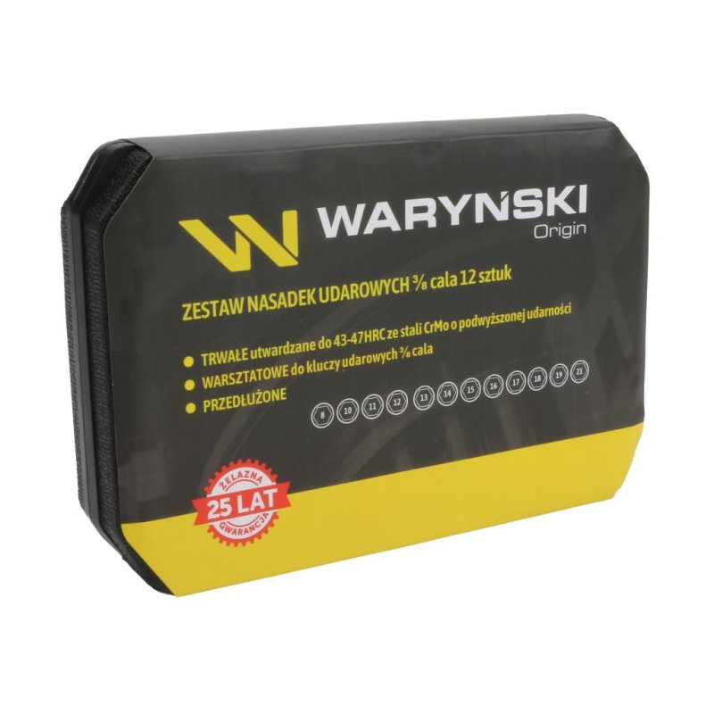 Zestaw nasadek udarowych, 3/8 cala przedłużanych z utwardzanej stali stopowej CrMo 12 elementów