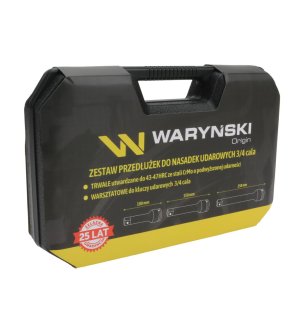Zestaw przedłużek do nasadek udarowych, 3/4 cala 100 150 i 250 mm z utwardzanej stali stopowej CrMo