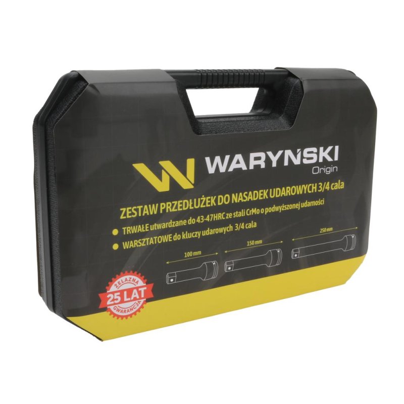 Zestaw przedłużek do nasadek udarowych, 3/4 cala 100 150 i 250 mm z utwardzanej stali stopowej CrMo
