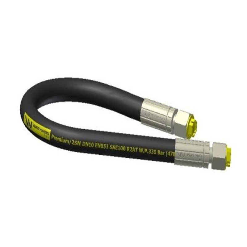 WĄŻ HYDRAULICZNY PRZEWÓD 2SN DN10 PROSTE 2200MM 330 BAR WARYŃSKI AA-10-2200