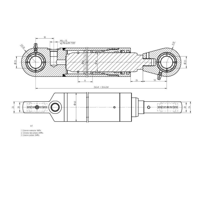Cylinder podnoszenia hederu st.typ CN2sFB-16/40/500z+U Bizon