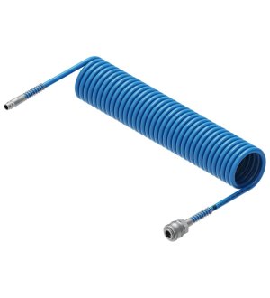 Przewód spiralny kompletny tekalan Poliuretan PU 12X8mm 10bar do kompresora sprężarki L-10mb Niebieski TEGER