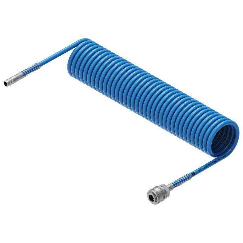 Przewód spiralny kompletny tekalan Poliuretan PU 12X8mm 10bar do kompresora sprężarki L-10mb Niebieski TEGER
