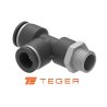 Trójnik wtykowy tekalan (typ T) z gwintem zewnętrznym (teflon) z boku 6mm x 1/2" TEGER, (sprzedawane po 5)