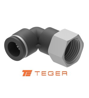 Kolanko wtykowe tekalan (90 stopni) z gwintem wewnętrznym 10mm x 1/2" TEGER, (sprzedawane po 5)