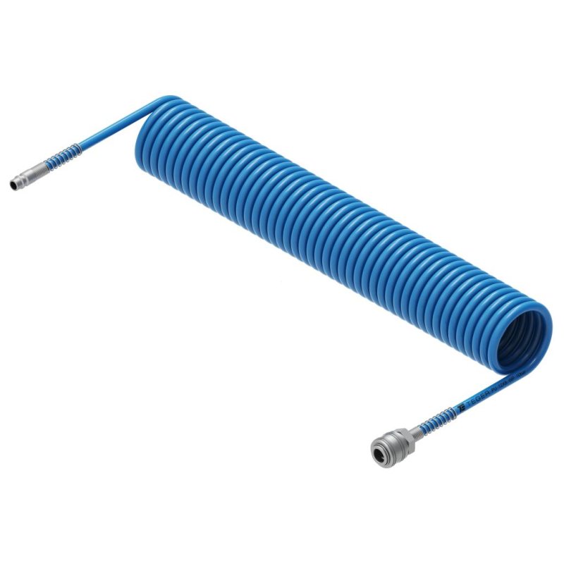 Przewód spiralny kompletny tekalan Poliuretan PU 12X8mm 10bar do kompresora sprężarki L-15mb Niebieski TEGER