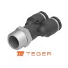Trójnik wtykowy tekalan (typ Y) z gwintem zewnętrznym (teflon) 4mm x 1/8" TEGER, (sprzedawane po 5)