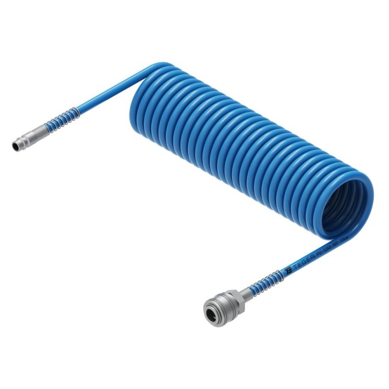 Przewód spiralny kompletny tekalan Poliuretan PU 12X8mm 10bar do kompresora sprężarki L-5mb Niebieski TEGER