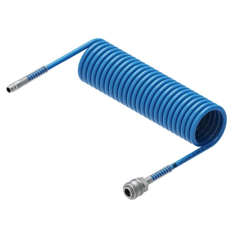 Przewód spiralny kompletny tekalan Poliuretan PU 8X5mm 10bar do kompresora sprężarki L-5mb Niebieski TEGER