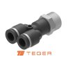 Trójnik wtykowy tekalan (typ Y) z gwintem zewnętrznym (teflon) 4mm x 1/4" TEGER, (sprzedawane po 5)