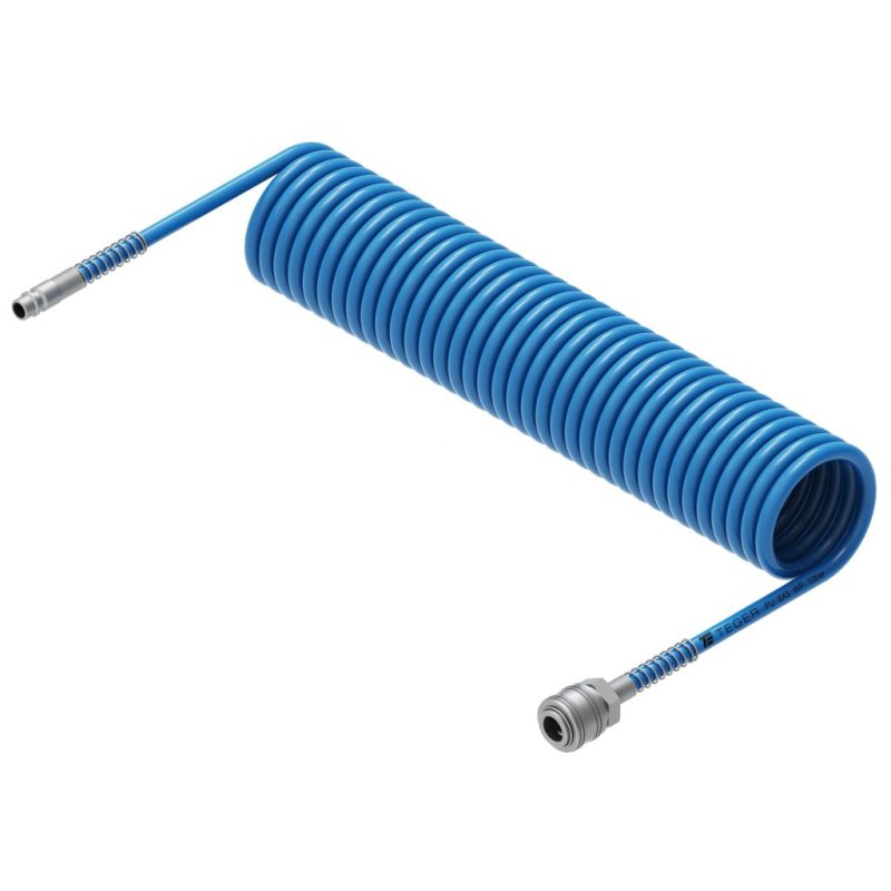 Przewód spiralny kompletny tekalan Poliuretan PU 8X5mm 10bar do kompresora sprężarki L-10mb Niebieski TEGER