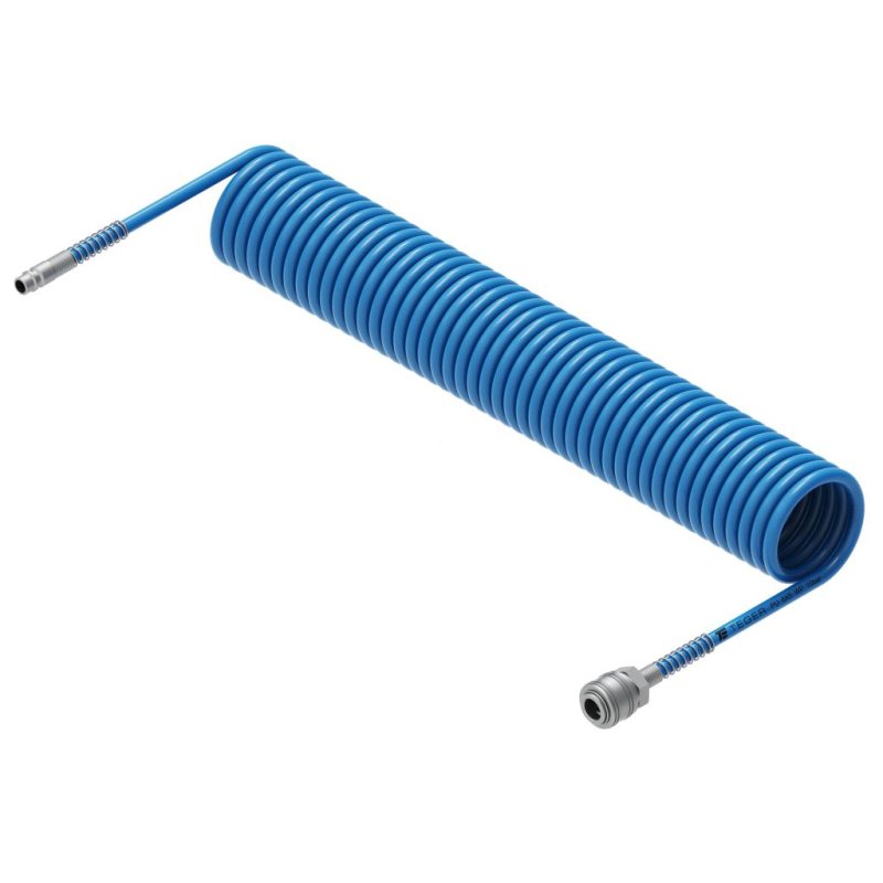 Przewód spiralny kompletny tekalan Poliuretan PU 8X5mm 10bar do kompresora sprężarki L-15mb Niebieski TEGER