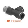 Trójnik wtykowy tekalan (typ T) z gwintem zewnętrznym (teflon) z boku 12mm x 1/4" TEGER, (sprzedawane po 5)