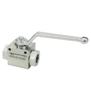 Zawór kulowy hydrauliczny 3-drogowy 3/2 - 3/4"BSP z otworami mocującymi 315 bar Waryński