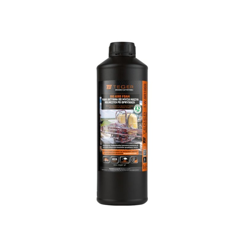 Piana aktywna do mycia maszyn rolniczych po opryskach - BIO AGRO FOAM, koncentrat 1l, Teger